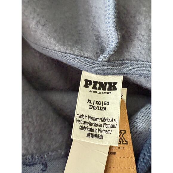 Victoria's Secret PINK Long Sleeve Fleece Blue Hoodie Crop Sweatshirt  Size XXL - Picture 6 of 8